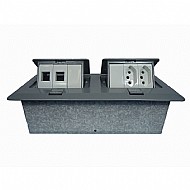 CAIXA DE MESA PRATIK P/ 3 RJ45  P/ 3 TOMADAS ELET ABNT PRATA