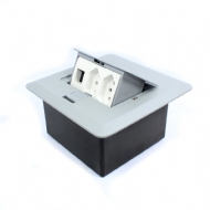 CAIXA DE MESA PRATIK C/ 2 BLOCOS ELET + 1 BLOCO RJ45 PRATA
