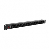 REGUA 19POL RACK C/ 12 TOMADAS S/DISJUNTOR PRETA EPR 212
